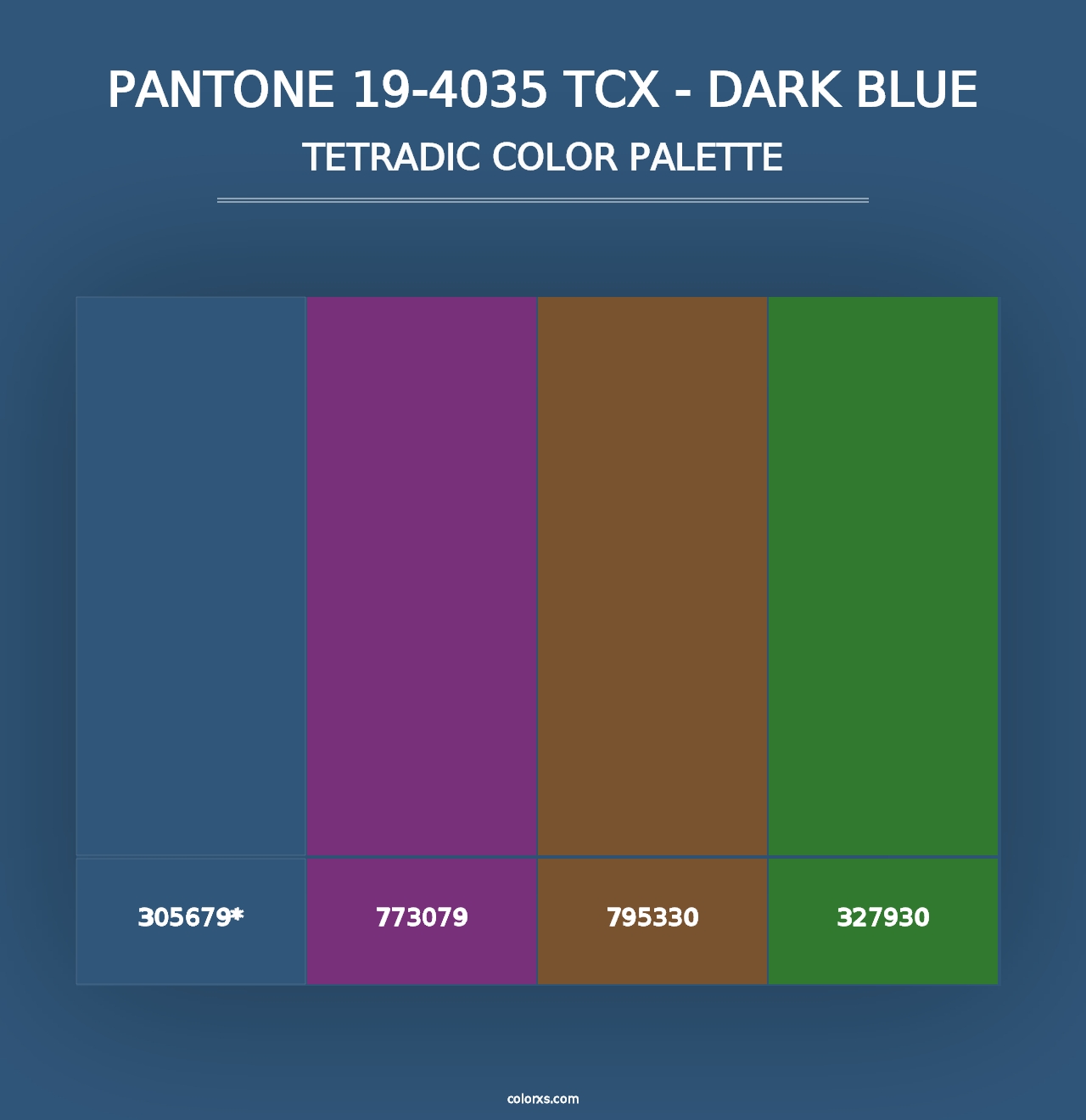 PANTONE 19-4035 TCX - Dark Blue - Tetradic Color Palette