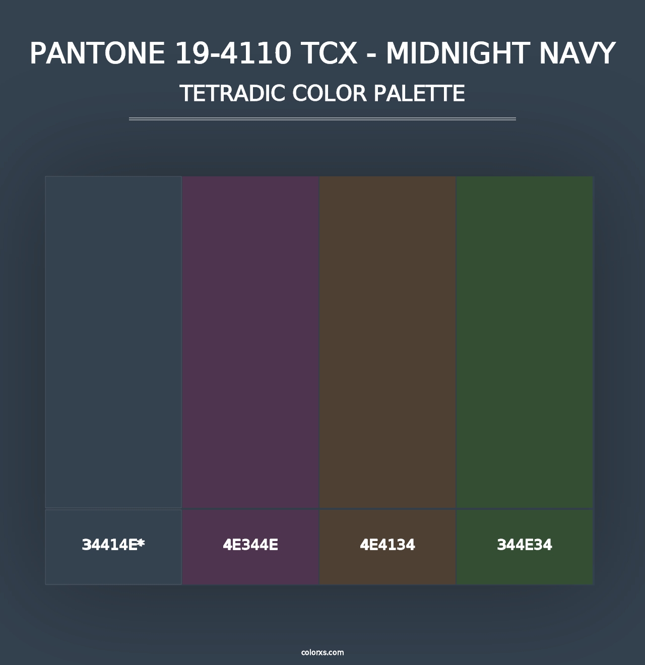 PANTONE 19-4110 TCX - Midnight Navy - Tetradic Color Palette