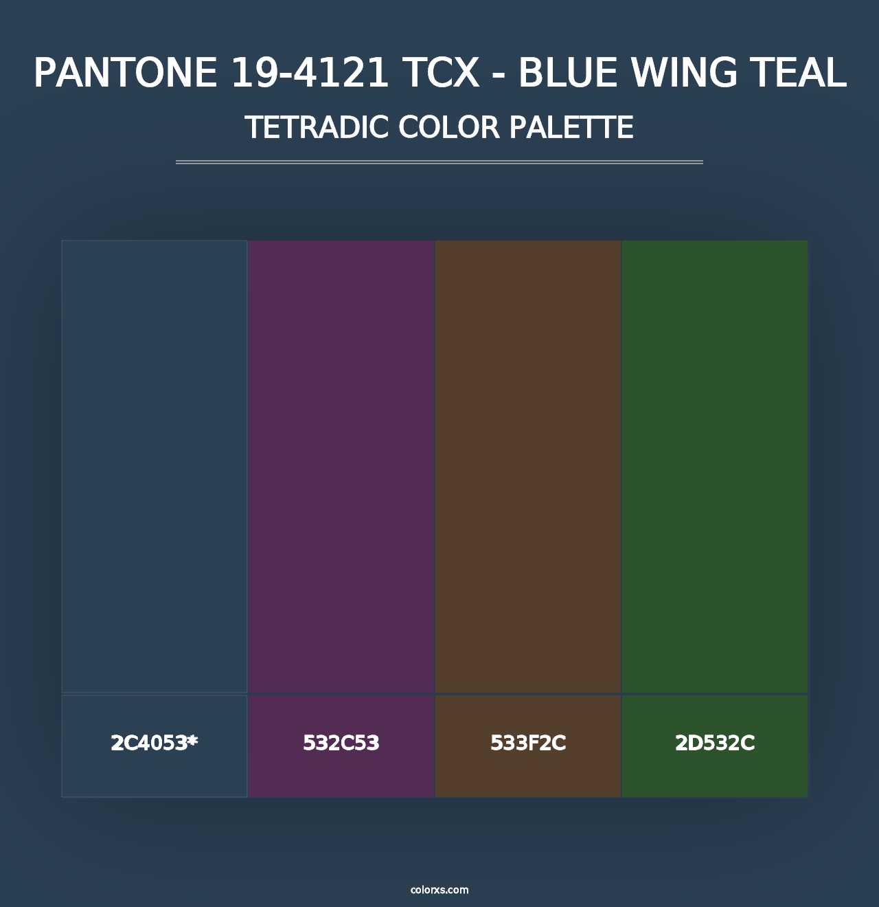 PANTONE 19-4121 TCX - Blue Wing Teal - Tetradic Color Palette