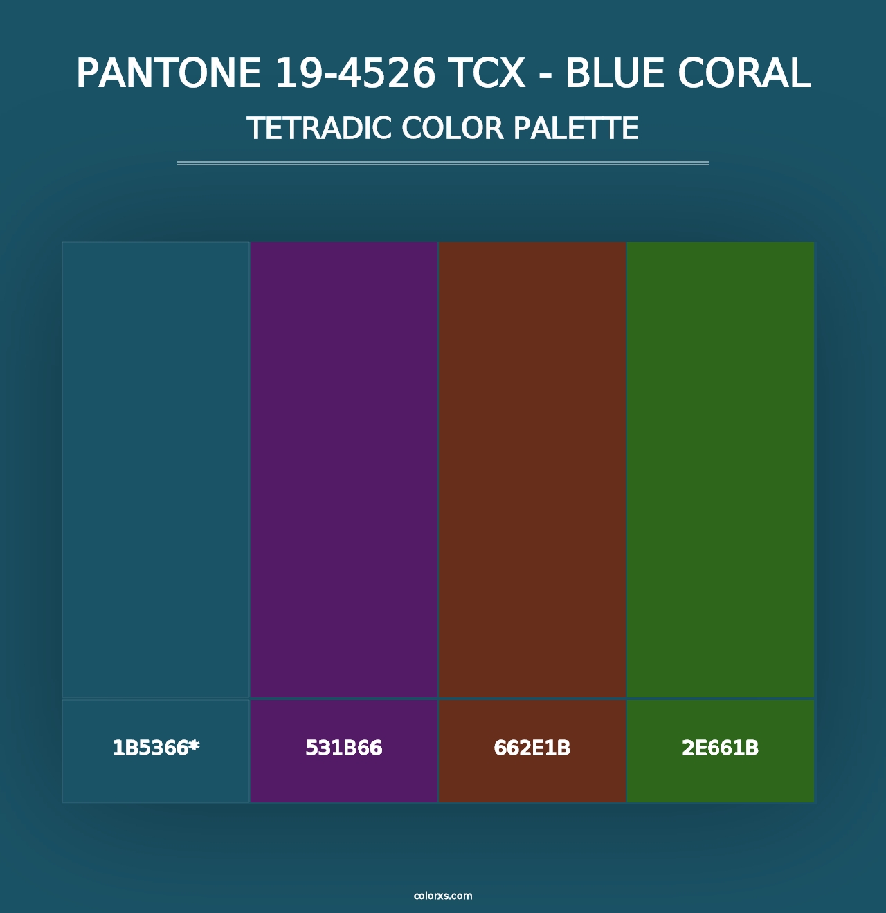 PANTONE 19-4526 TCX - Blue Coral - Tetradic Color Palette