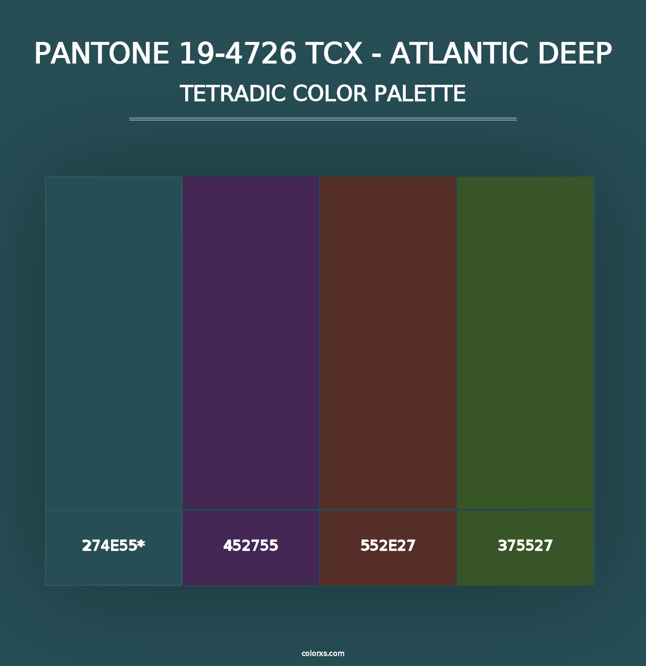 PANTONE 19-4726 TCX - Atlantic Deep - Tetradic Color Palette