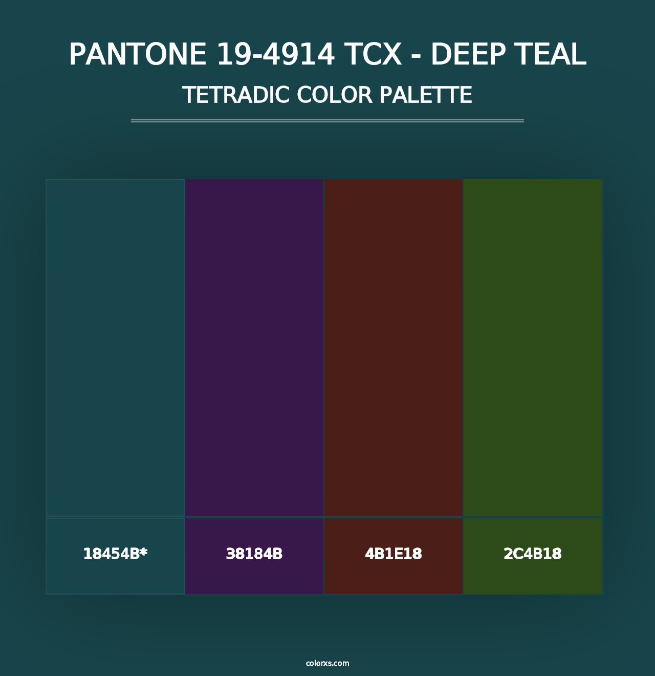 PANTONE 19-4914 TCX - Deep Teal - Tetradic Color Palette