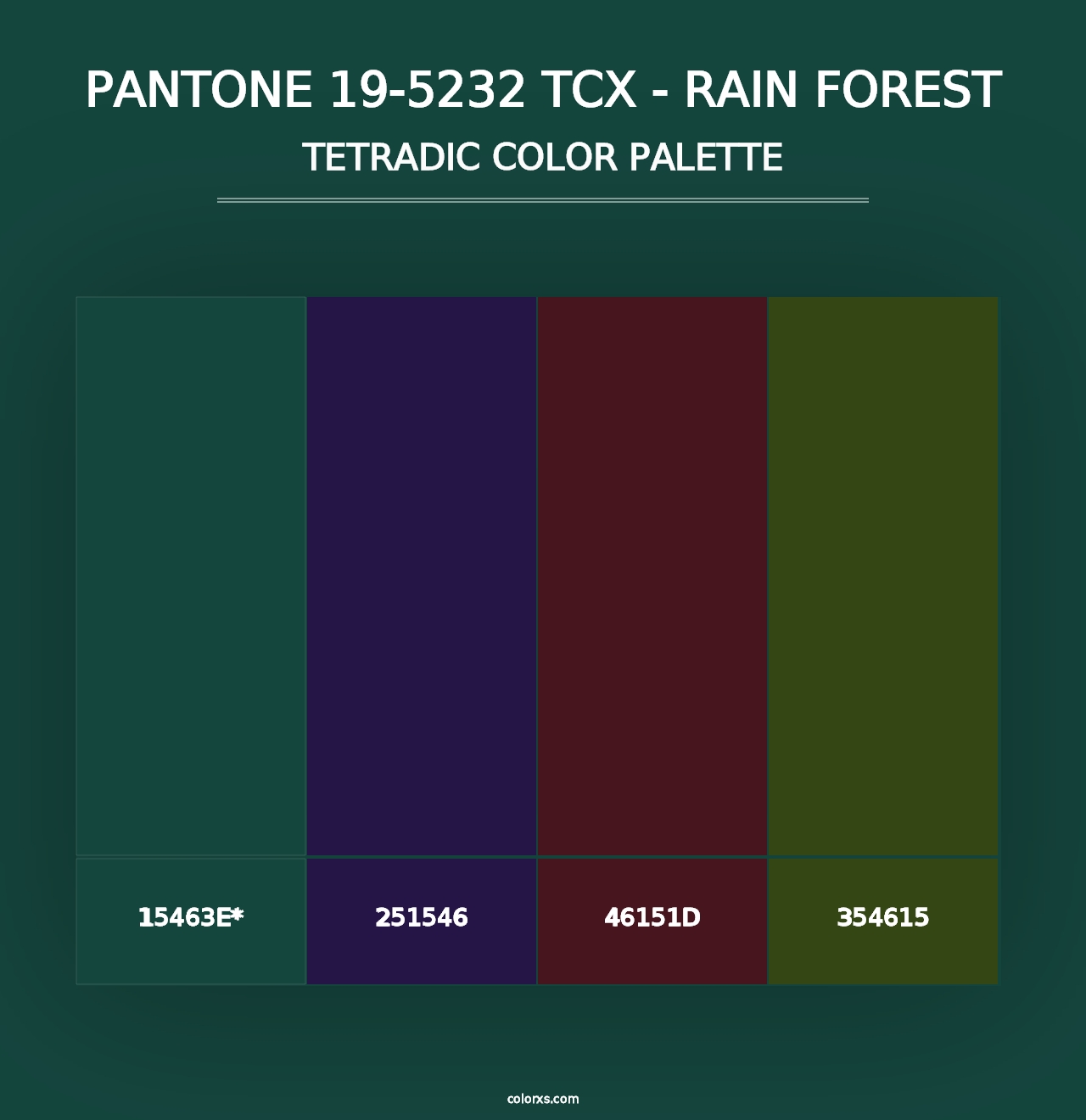 PANTONE 19-5232 TCX - Rain Forest - Tetradic Color Palette