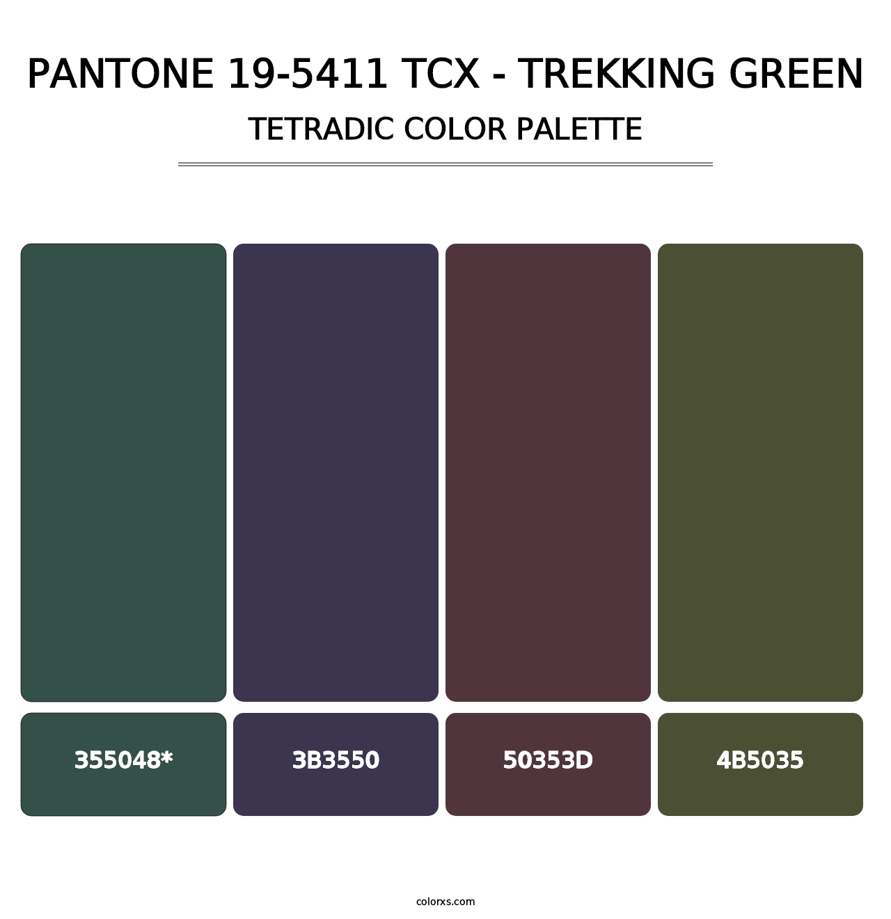 PANTONE 19-5411 TCX - Trekking Green - Tetradic Color Palette