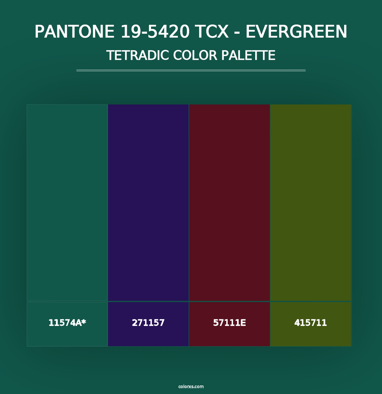 PANTONE 19-5420 TCX - Evergreen - Tetradic Color Palette