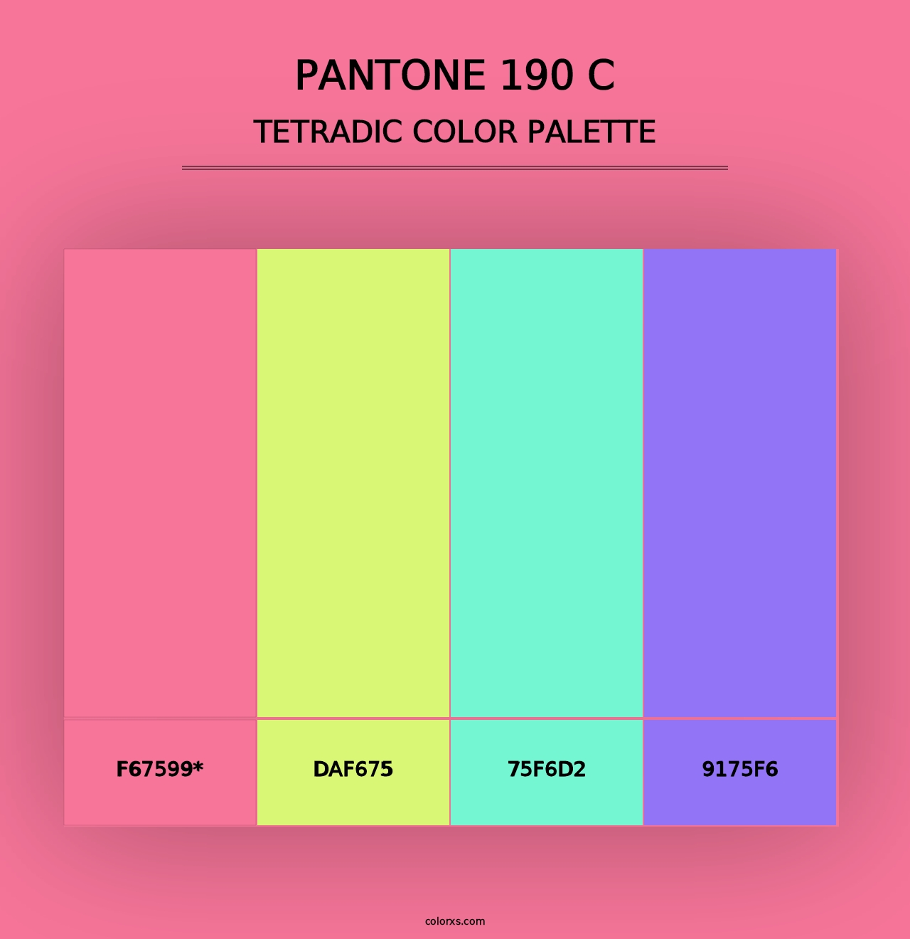 PANTONE 190 C - Tetradic Color Palette