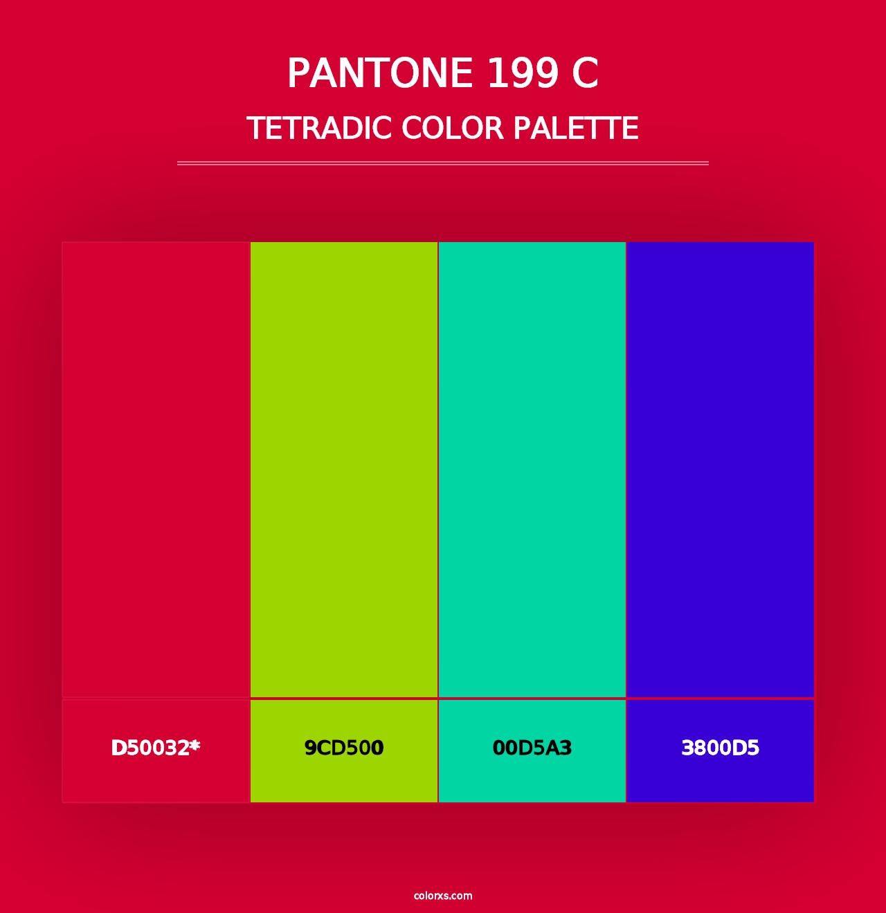 PANTONE 199 C - Tetradic Color Palette