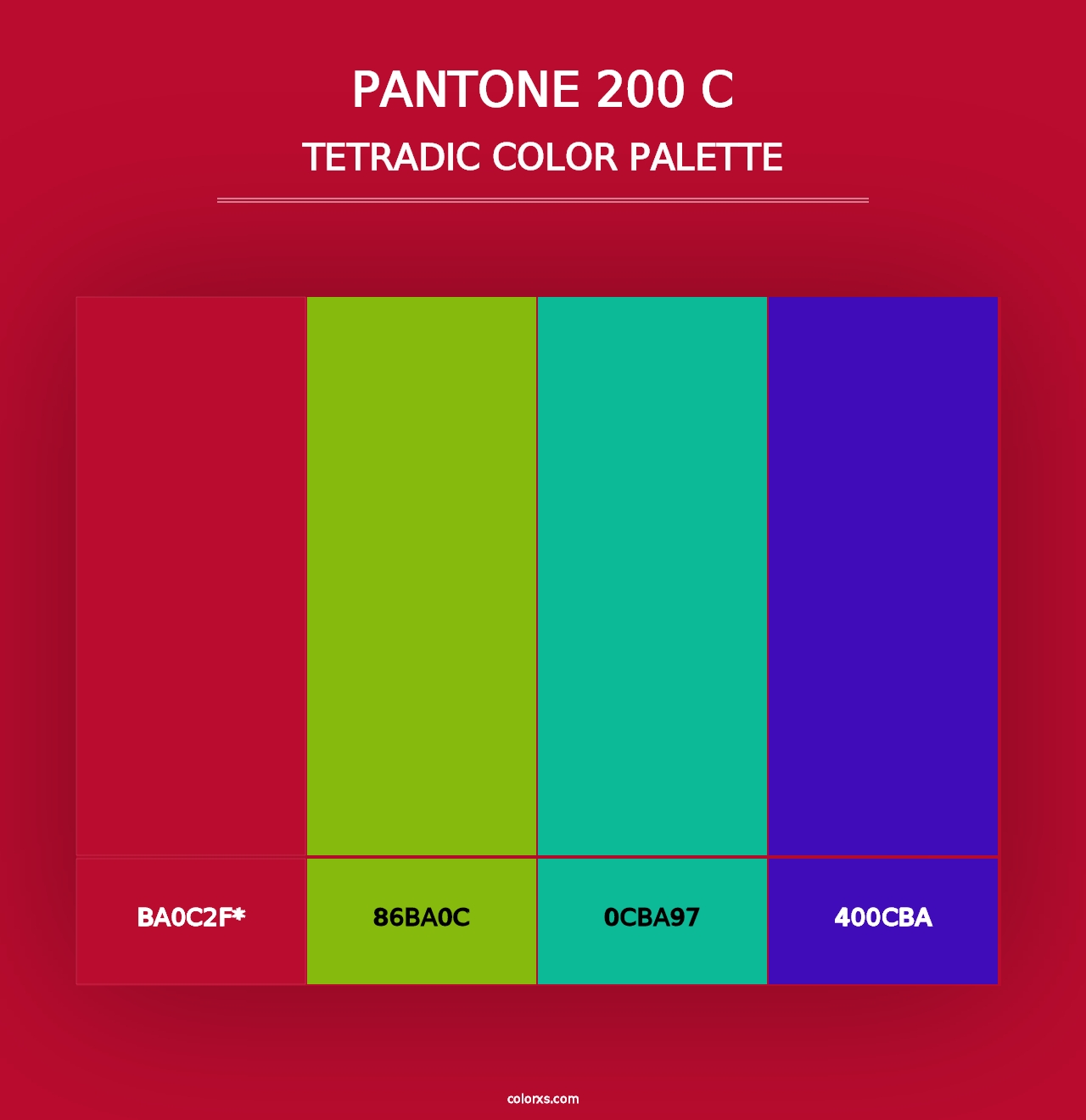 PANTONE 200 C - Tetradic Color Palette