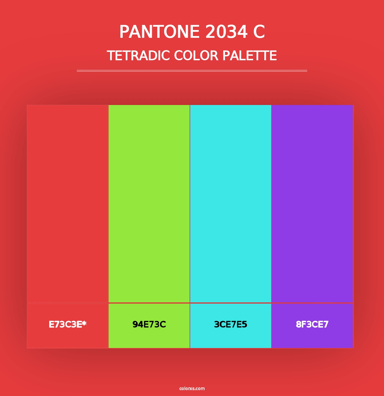 PANTONE 2034 C - Tetradic Color Palette