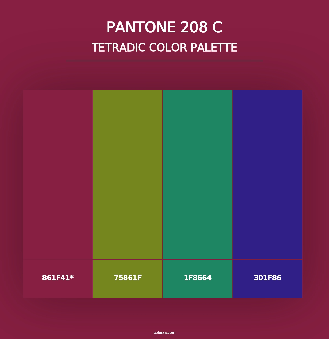 PANTONE 208 C - Tetradic Color Palette