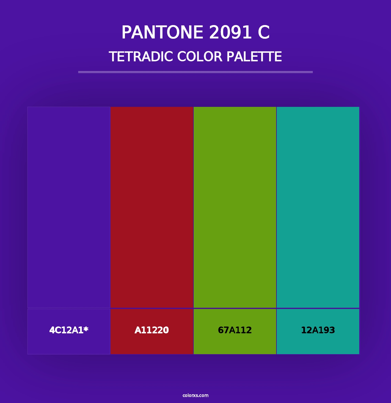 PANTONE 2091 C - Tetradic Color Palette