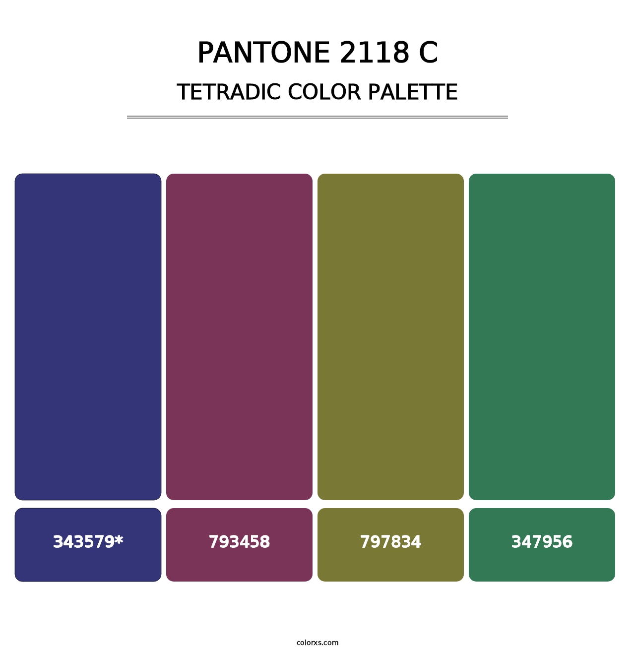 PANTONE 2118 C - Tetradic Color Palette