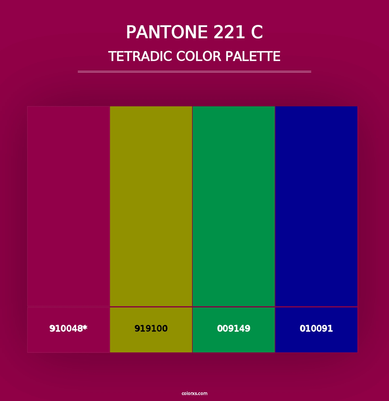 PANTONE 221 C - Tetradic Color Palette