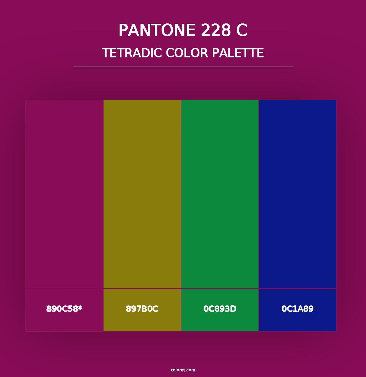 PANTONE 228 C - Tetradic Color Palette