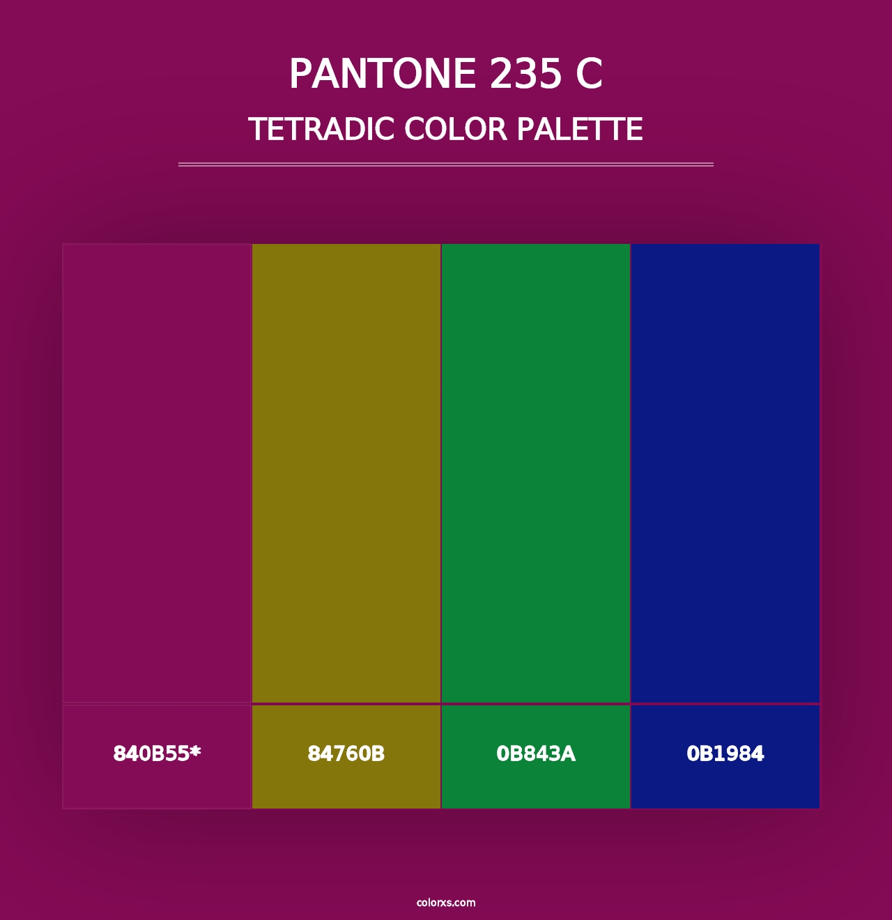 PANTONE 235 C - Tetradic Color Palette