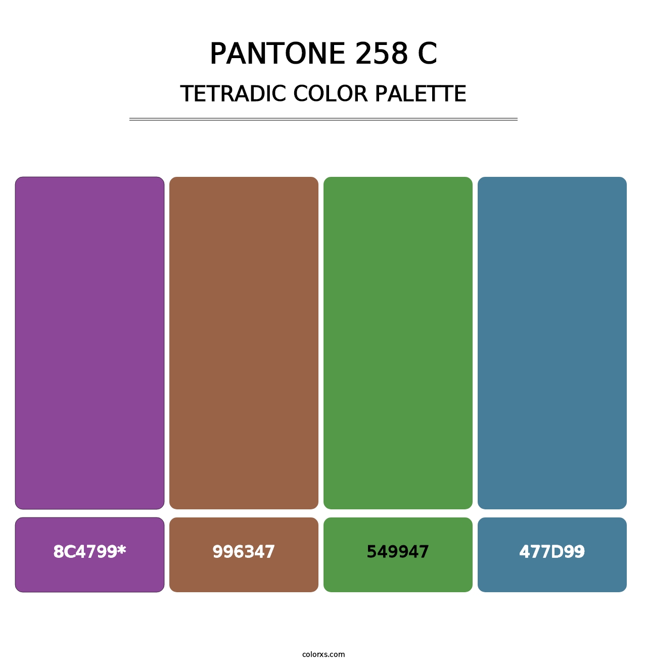 PANTONE 258 C - Tetradic Color Palette