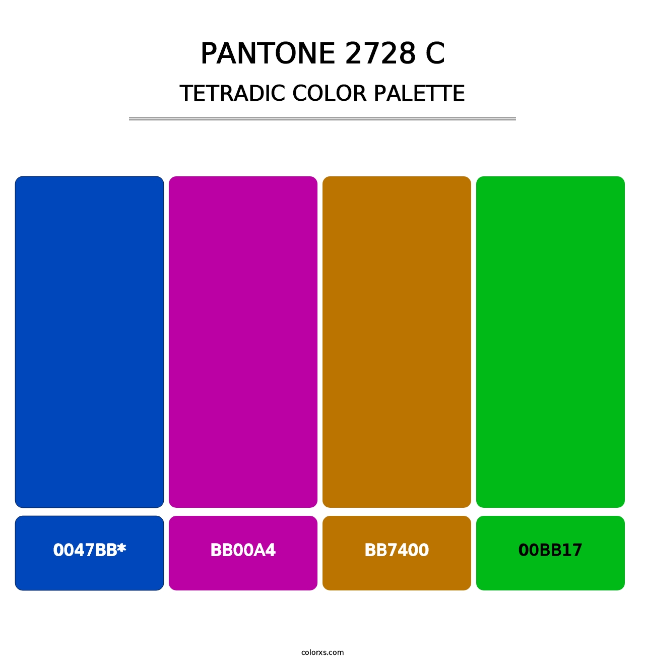 PANTONE 2728 C - Tetradic Color Palette