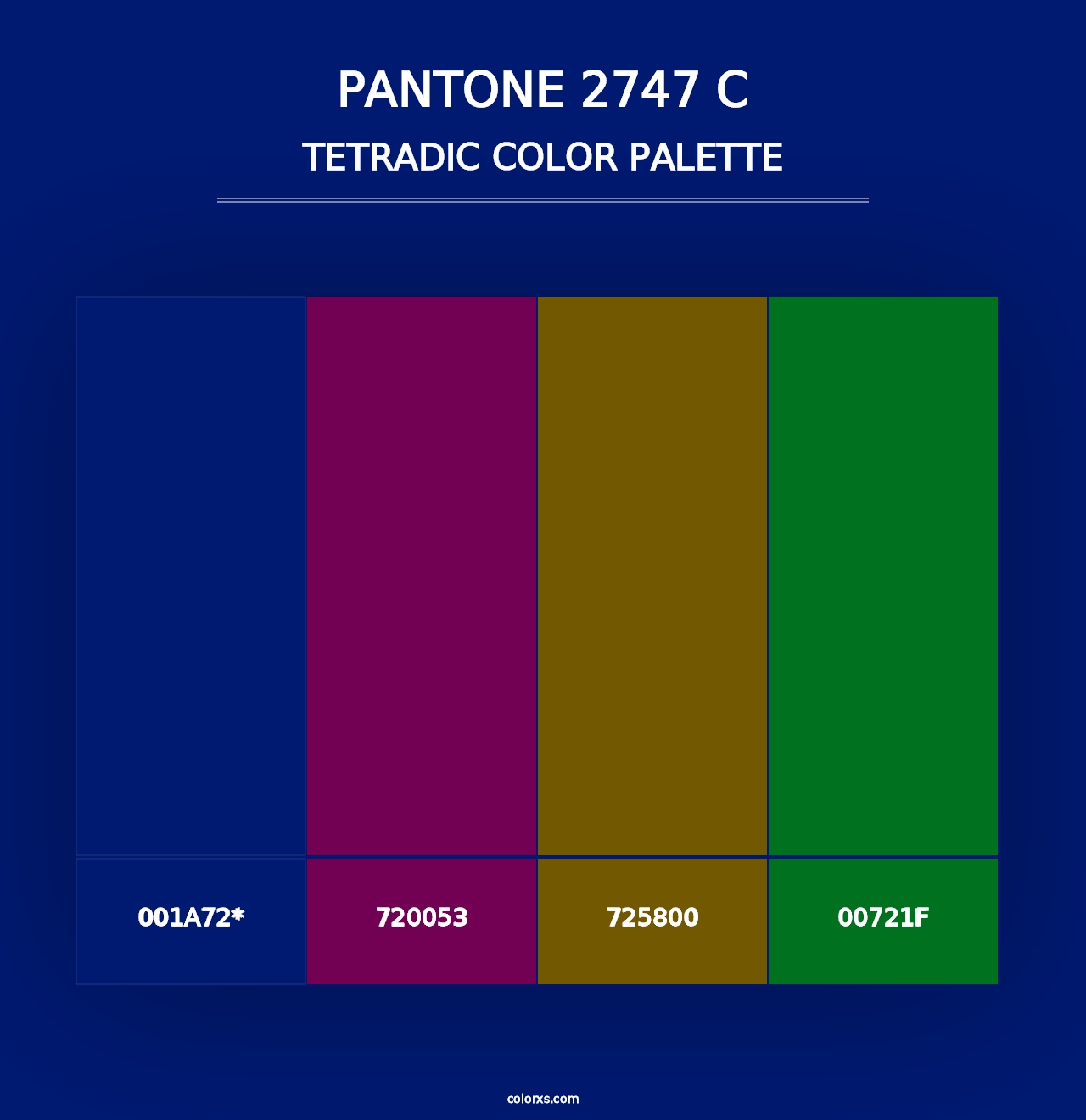 PANTONE 2747 C - Tetradic Color Palette