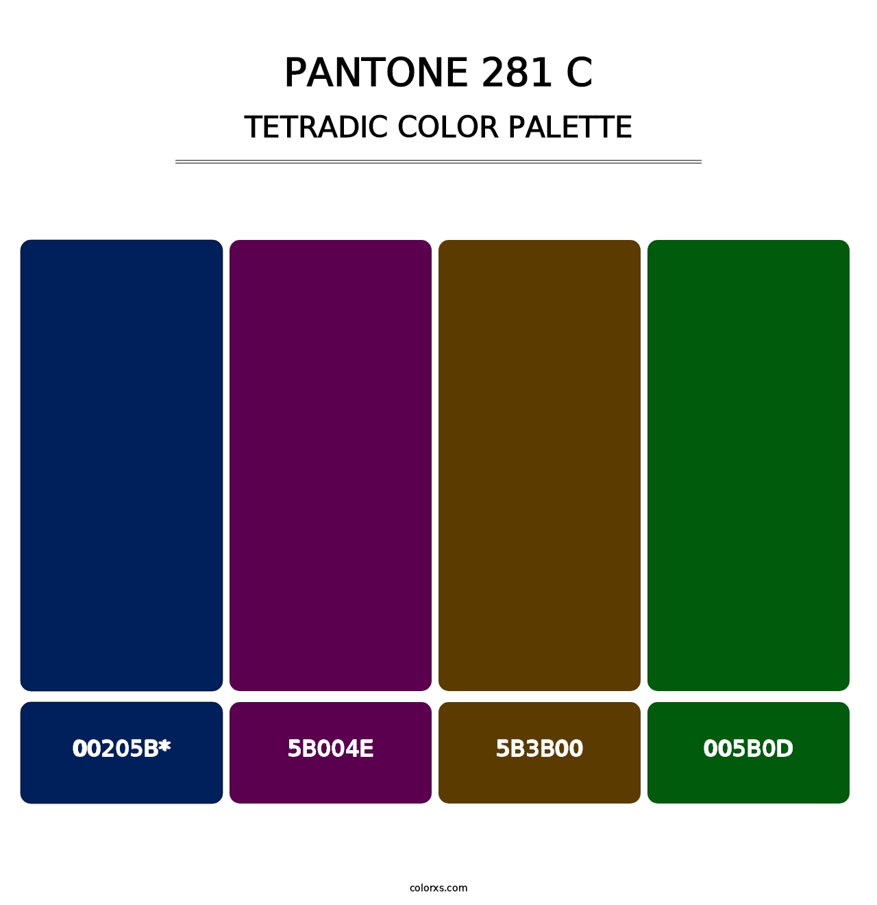 PANTONE 281 C - Tetradic Color Palette