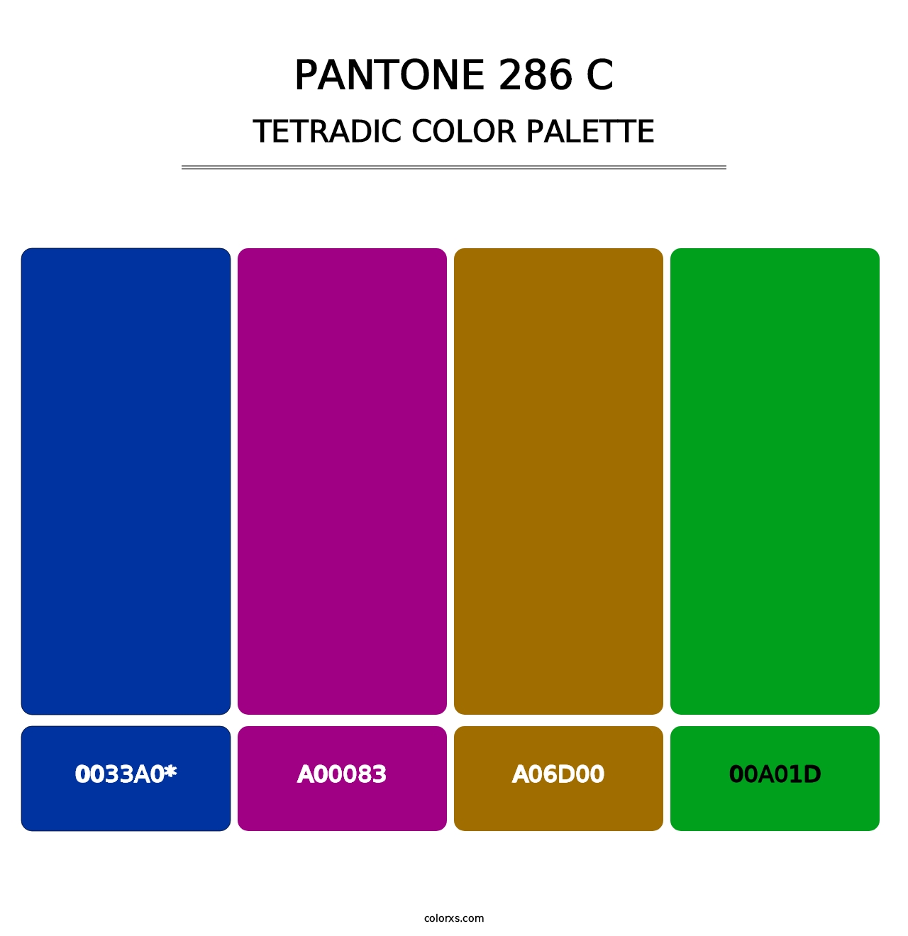 PANTONE 286 C - Tetradic Color Palette