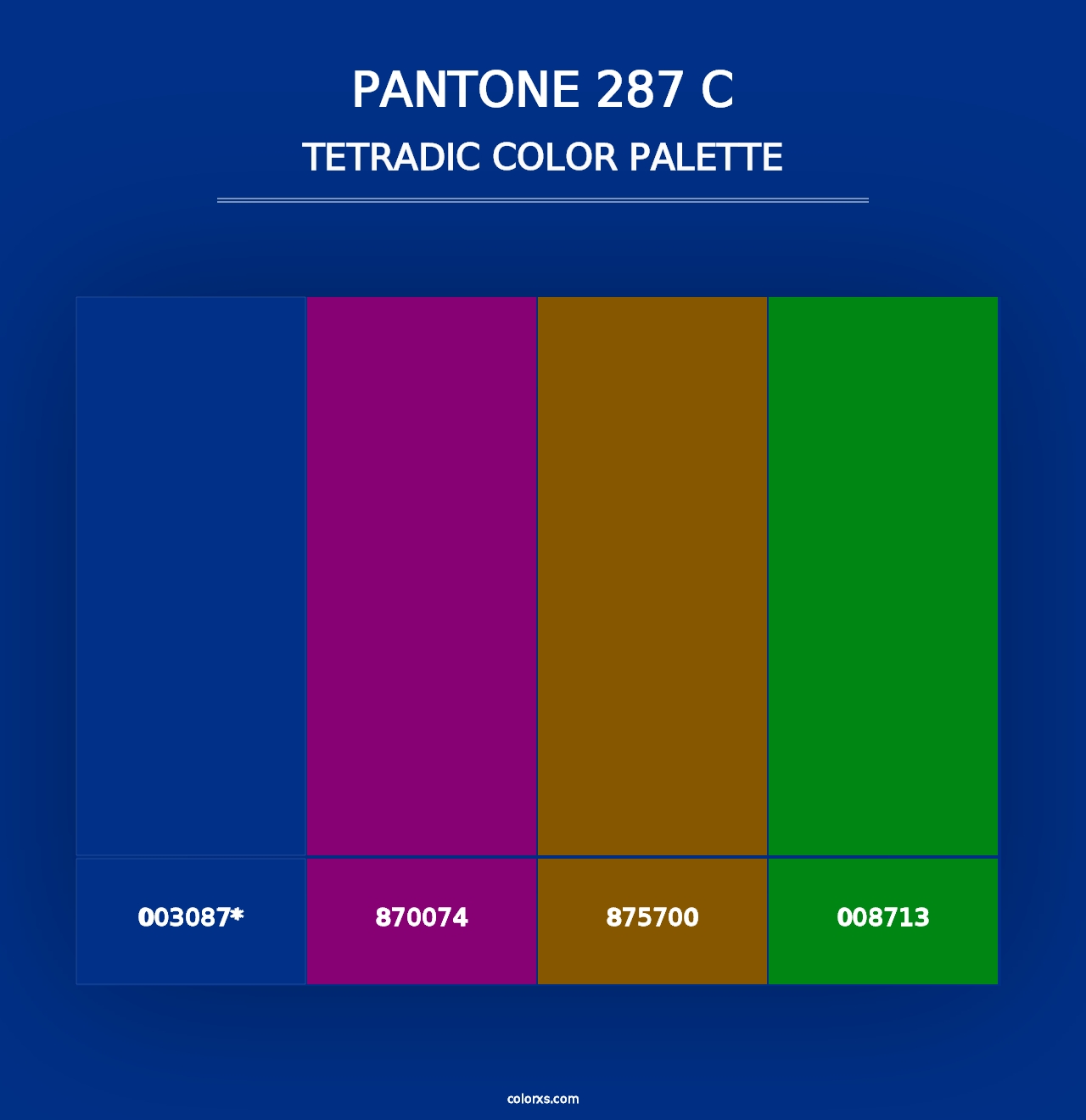 PANTONE 287 C - Tetradic Color Palette