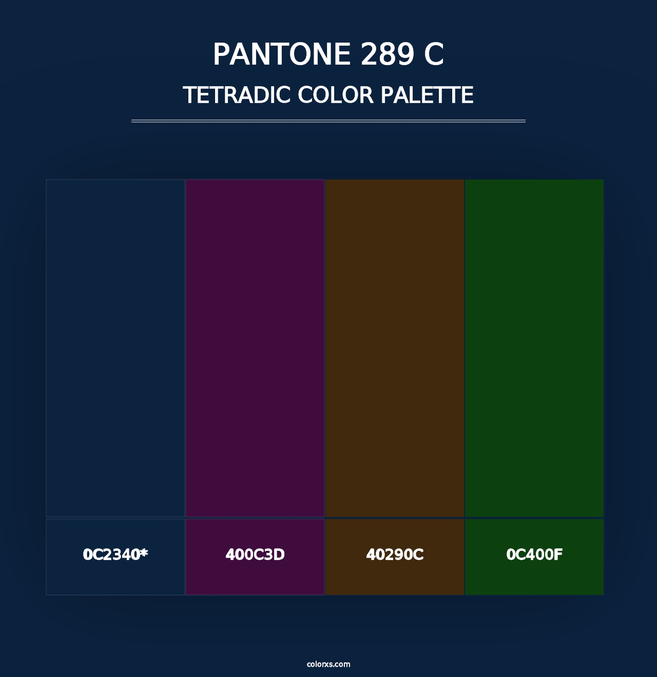 PANTONE 289 C - Tetradic Color Palette