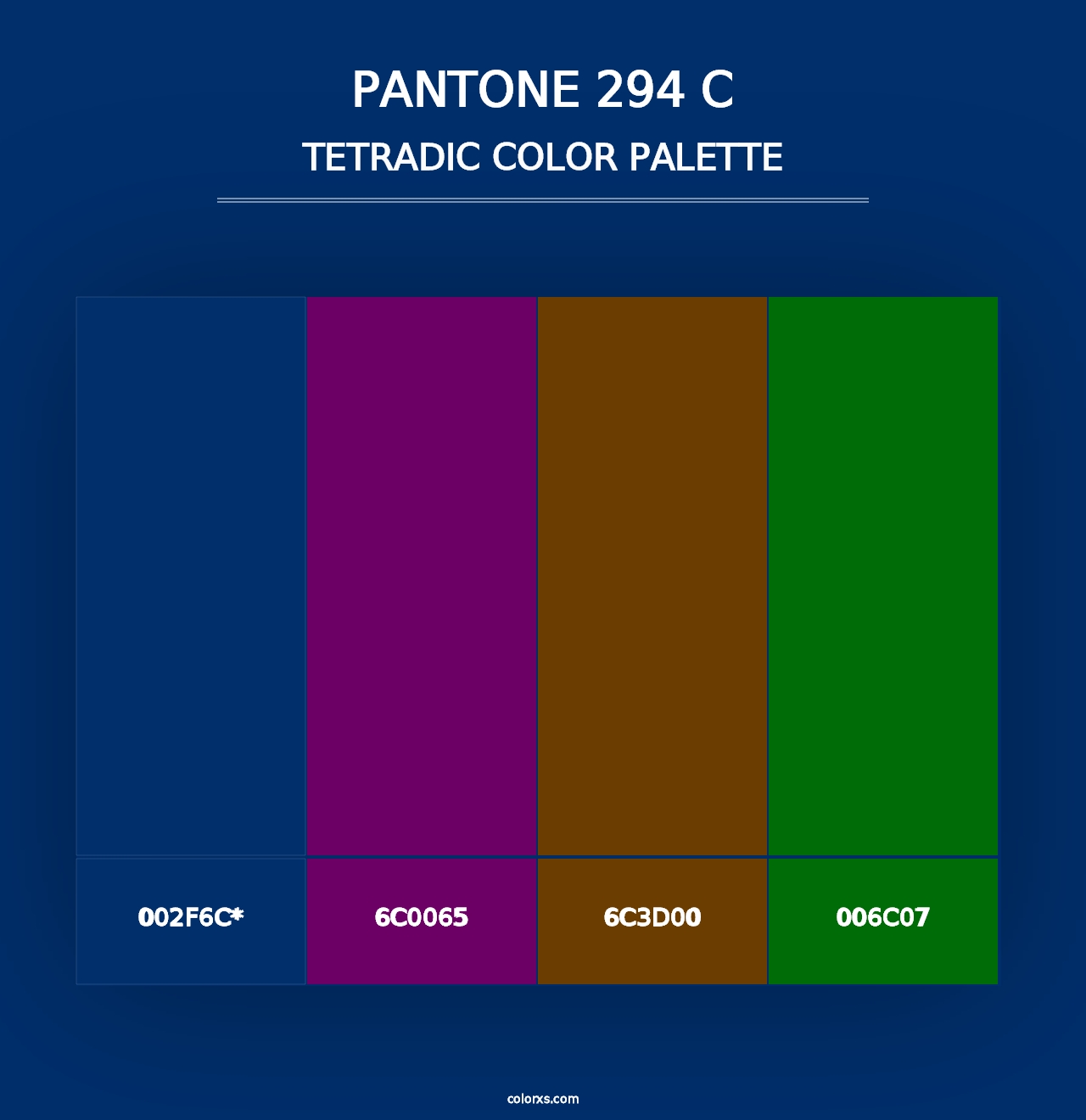 PANTONE 294 C - Tetradic Color Palette