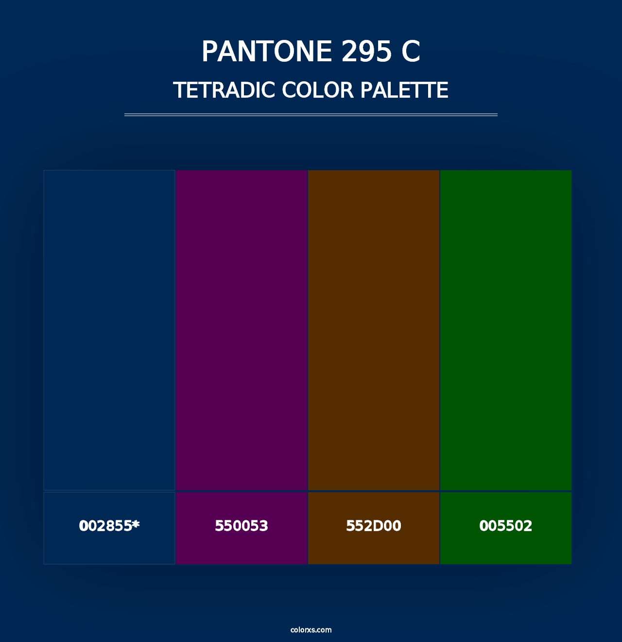 PANTONE 295 C - Tetradic Color Palette