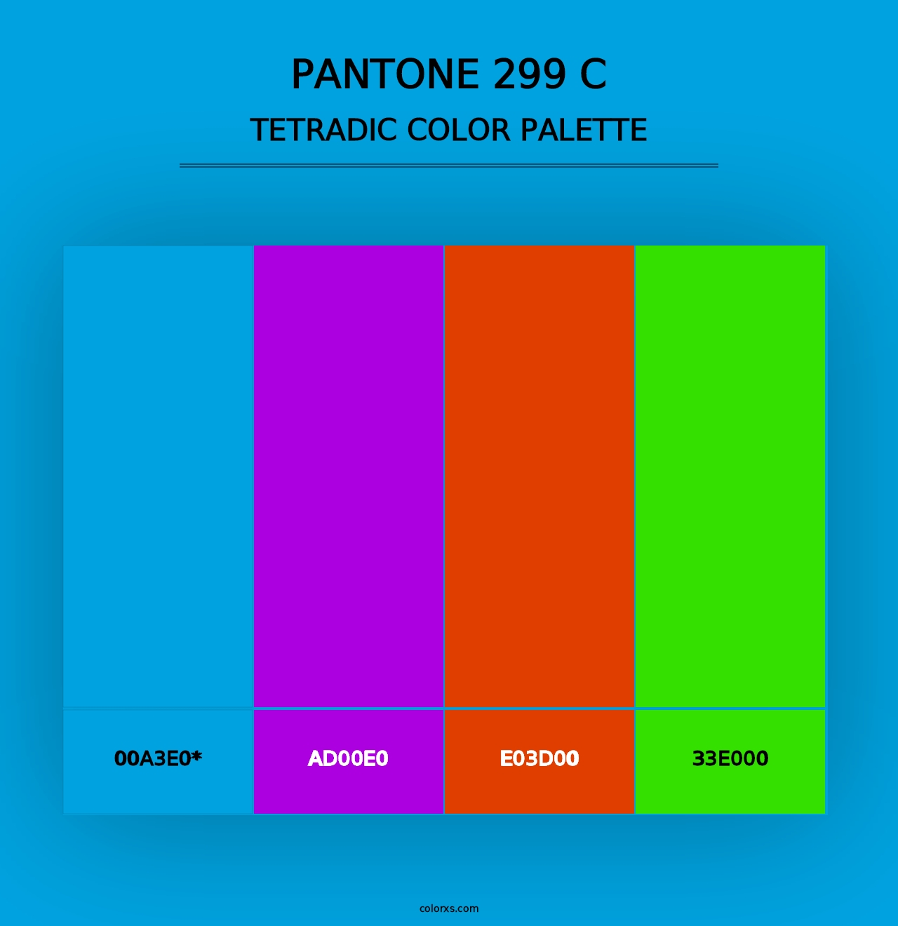 PANTONE 299 C - Tetradic Color Palette