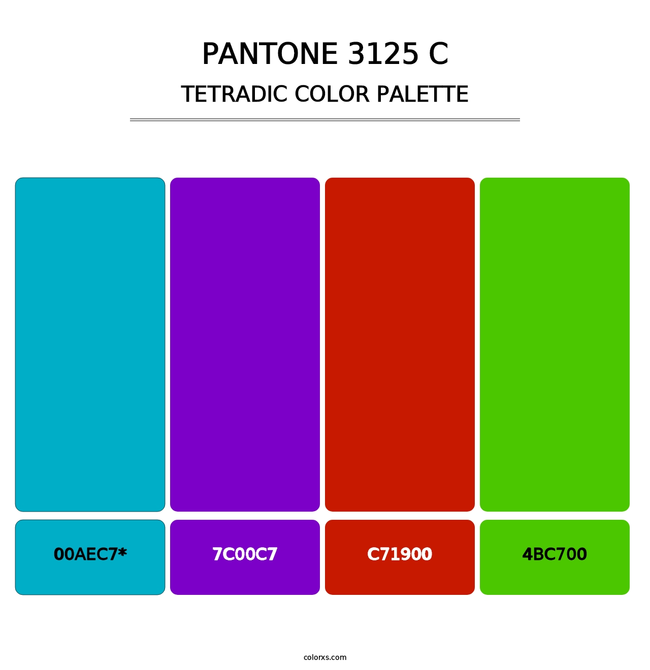 PANTONE 3125 C - Tetradic Color Palette