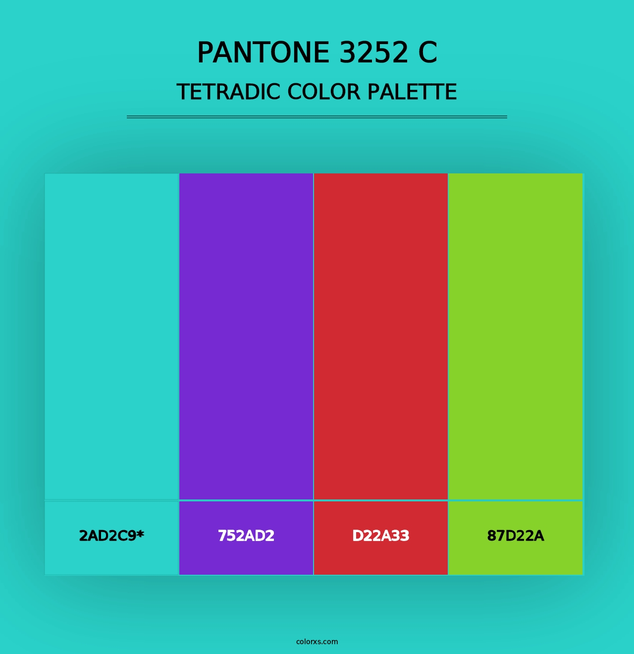 PANTONE 3252 C - Tetradic Color Palette