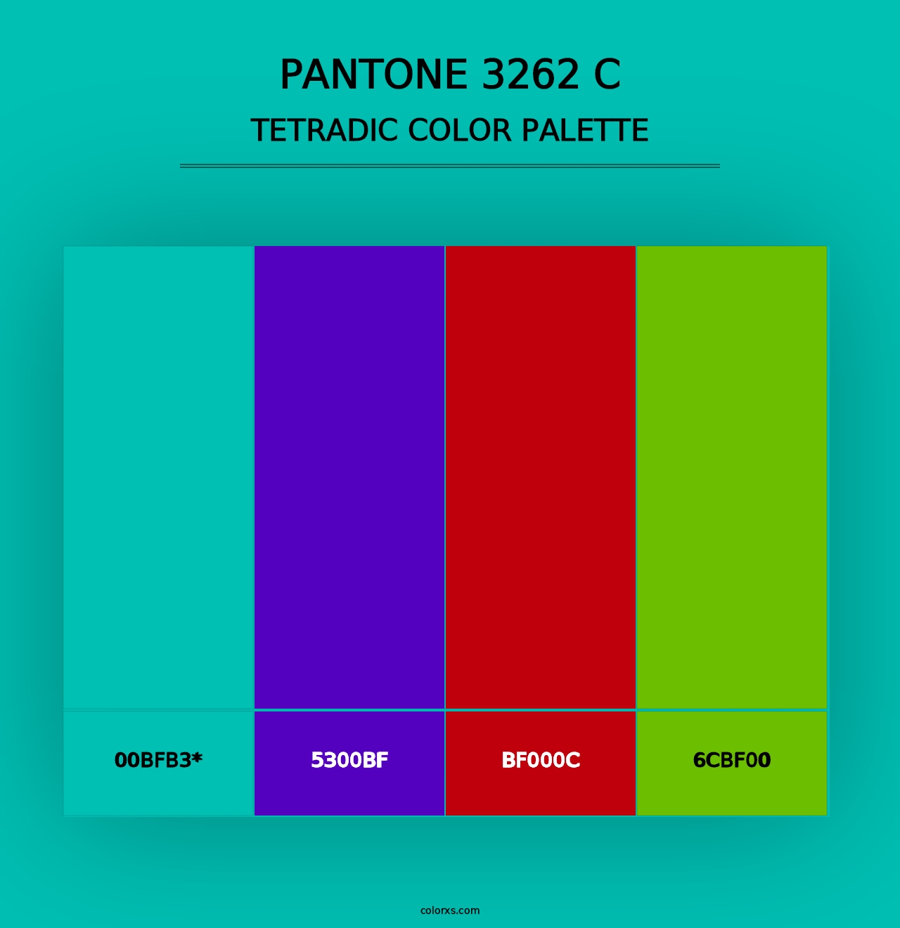 PANTONE 3262 C - Tetradic Color Palette