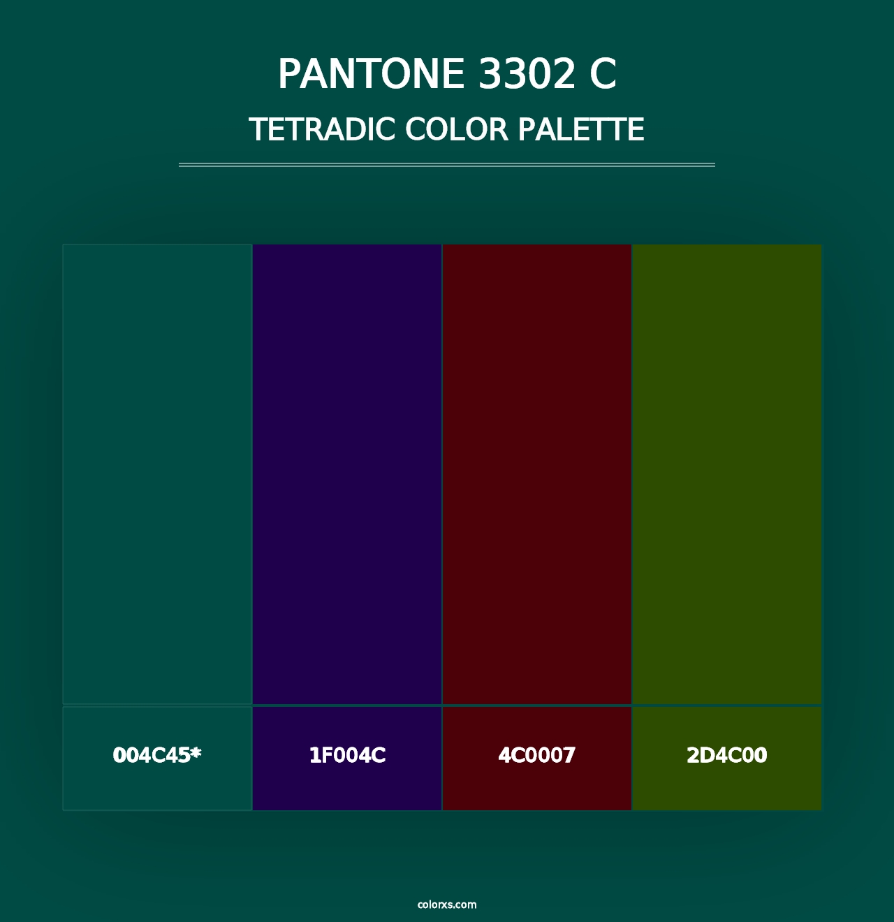 PANTONE 3302 C - Tetradic Color Palette