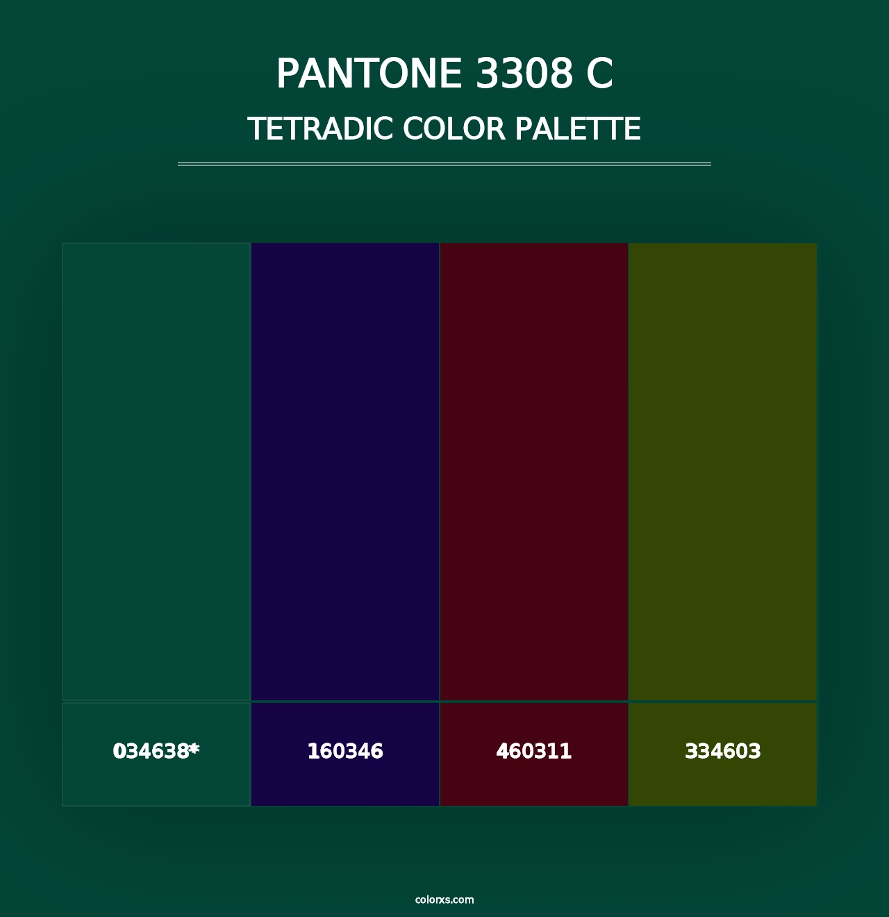 PANTONE 3308 C - Tetradic Color Palette