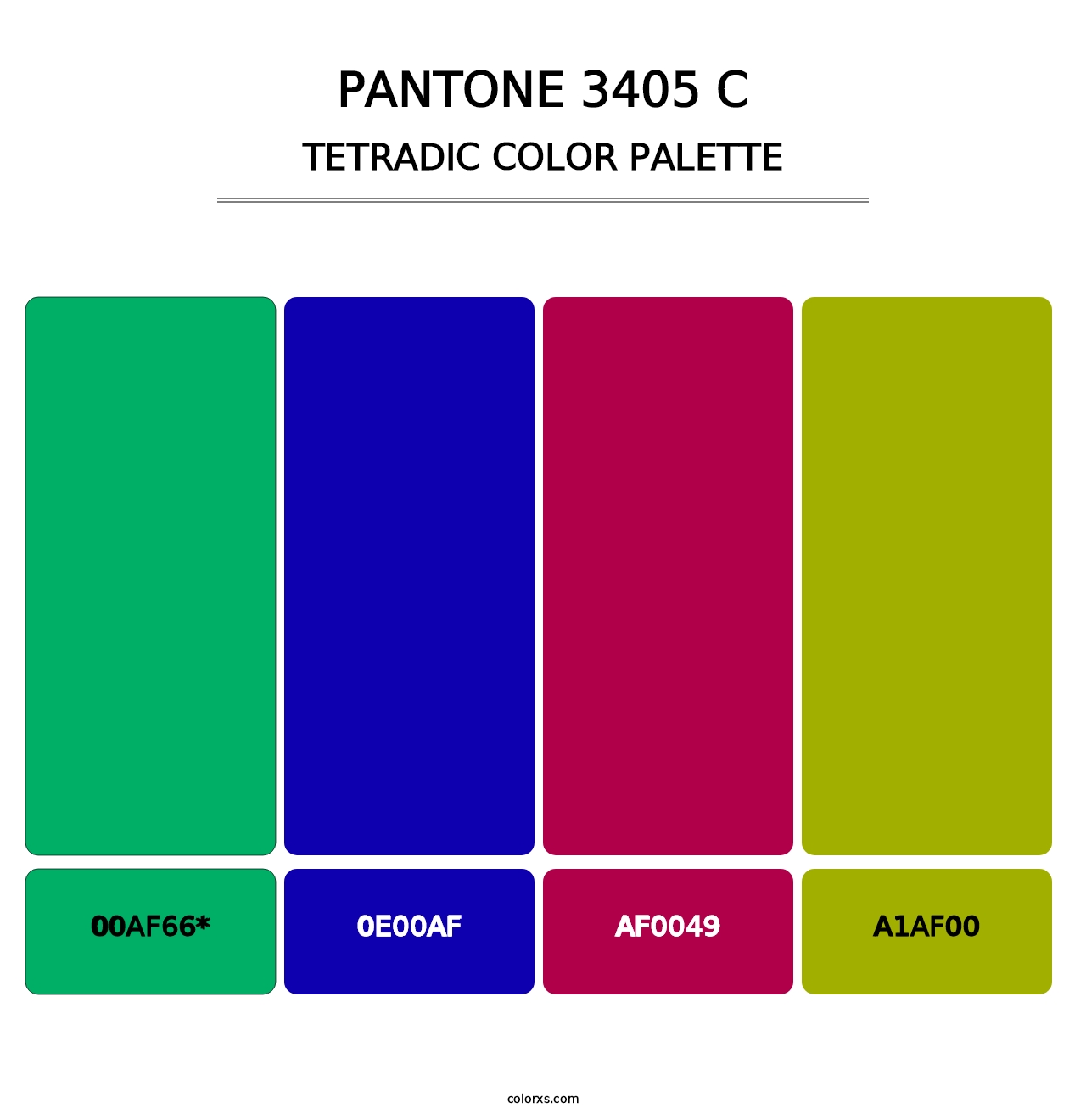 PANTONE 3405 C - Tetradic Color Palette