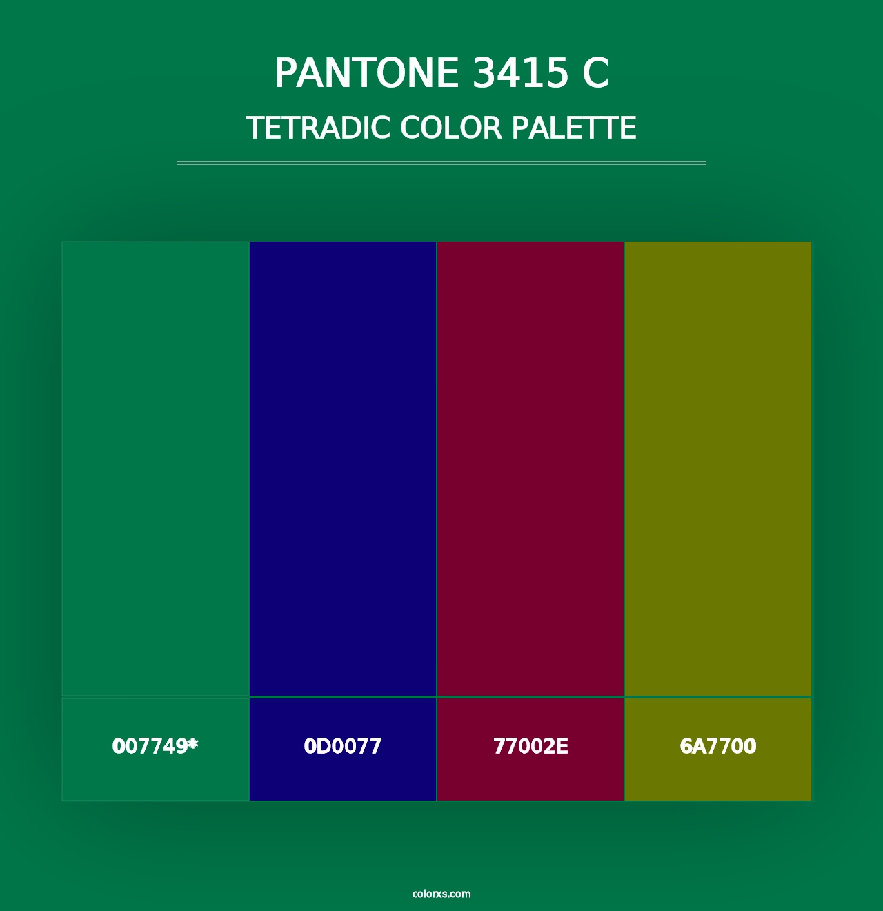 PANTONE 3415 C - Tetradic Color Palette