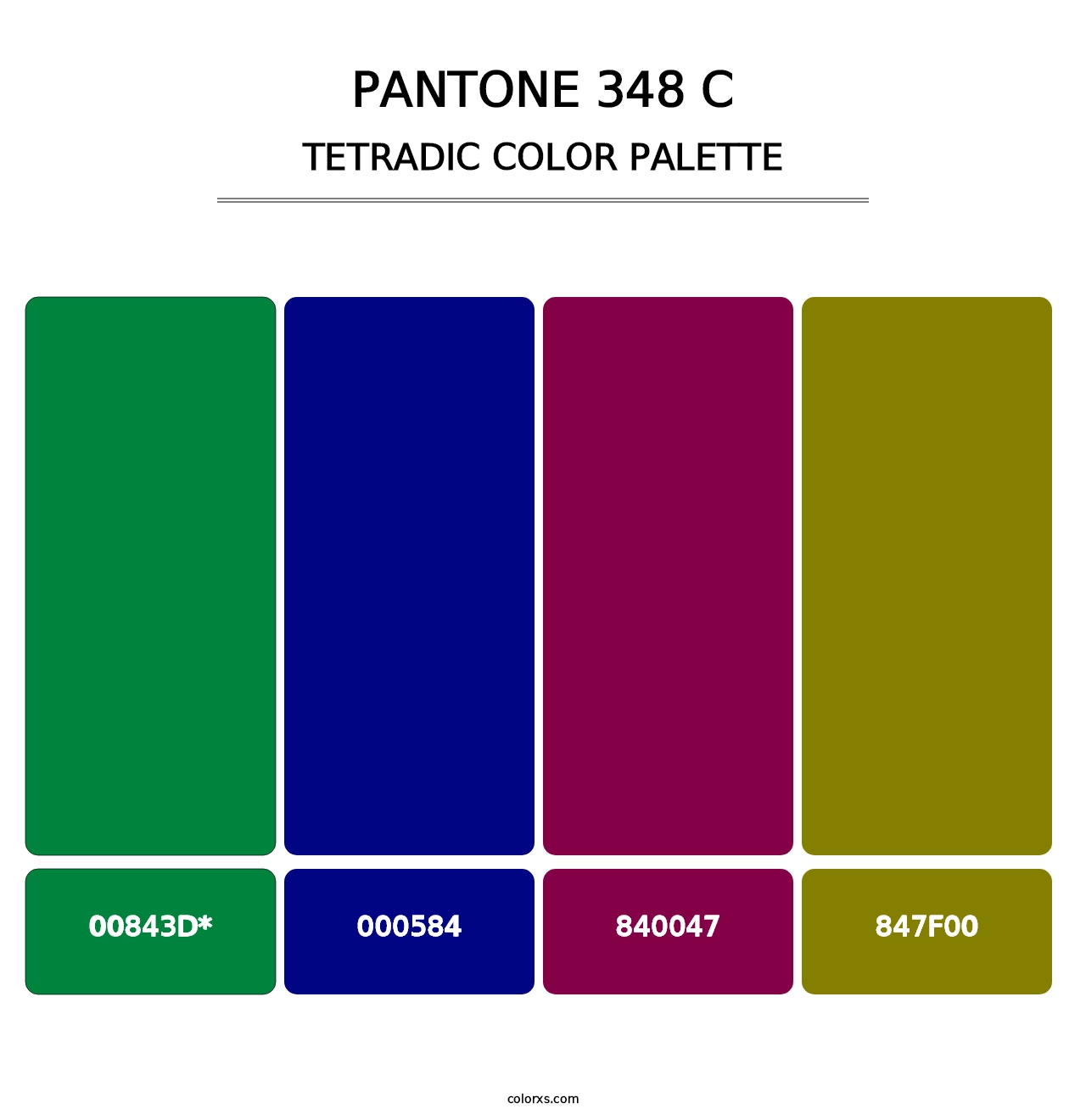 PANTONE 348 C - Tetradic Color Palette