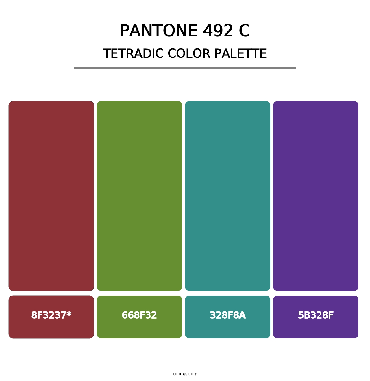 PANTONE 492 C - Tetradic Color Palette