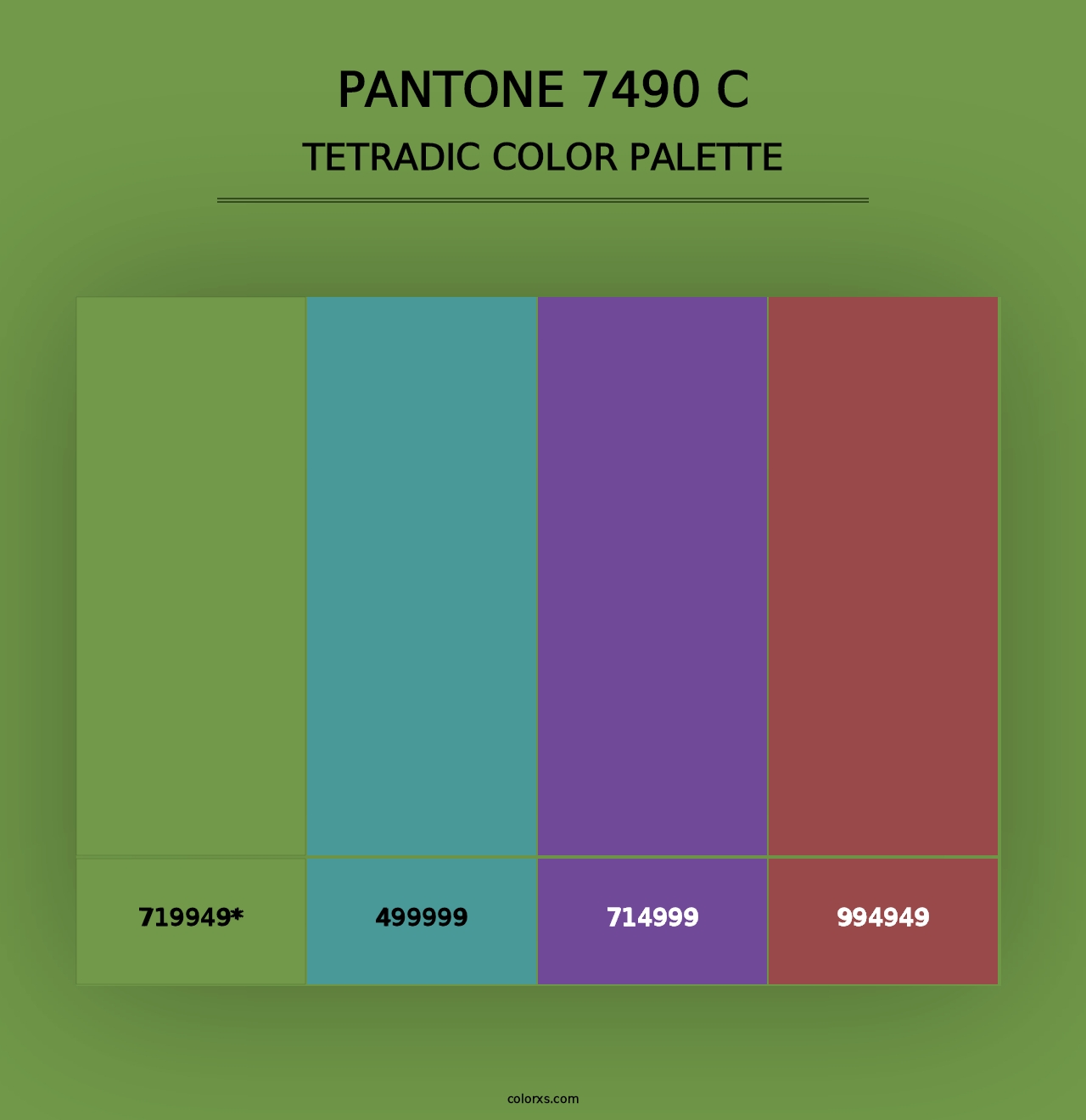 PANTONE 7490 C - Tetradic Color Palette