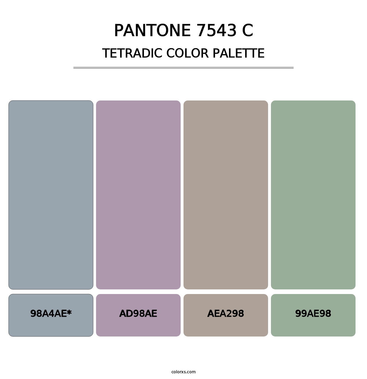 PANTONE 7543 C - Tetradic Color Palette