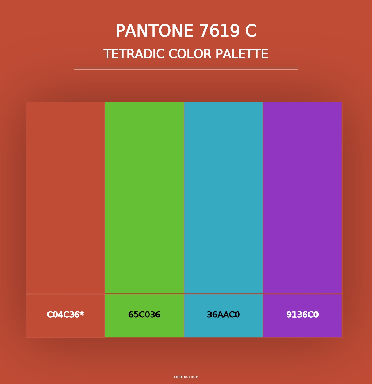 PANTONE 7619 C - Tetradic Color Palette