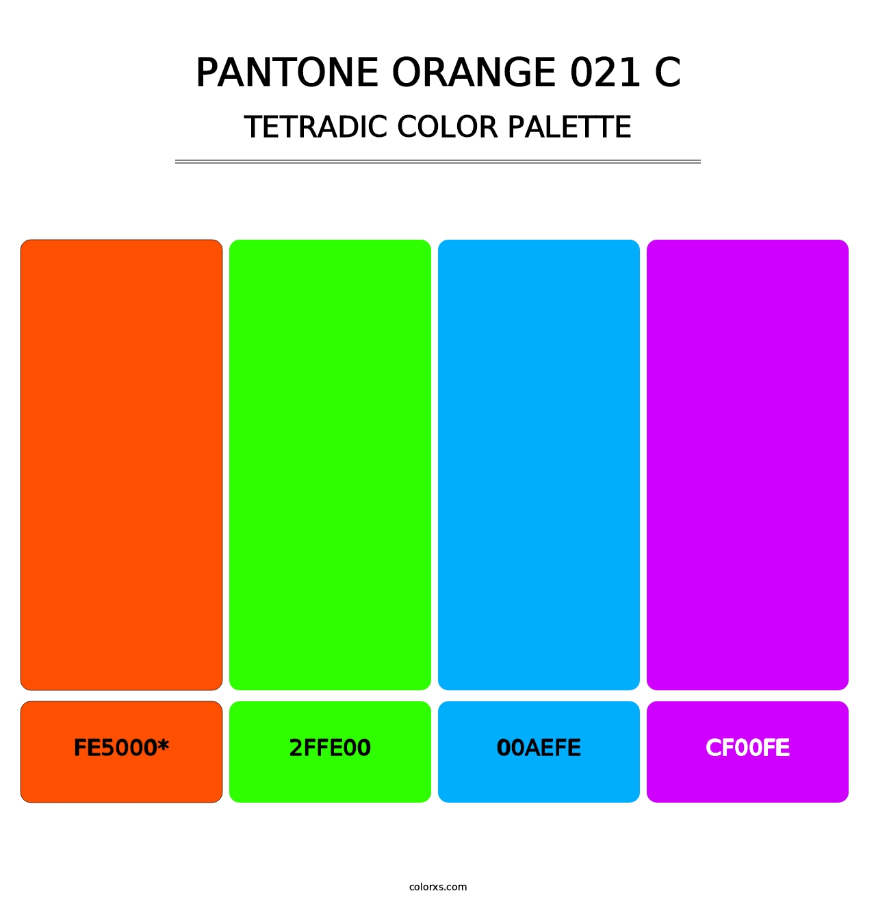 PANTONE Orange 021 C - Tetradic Color Palette