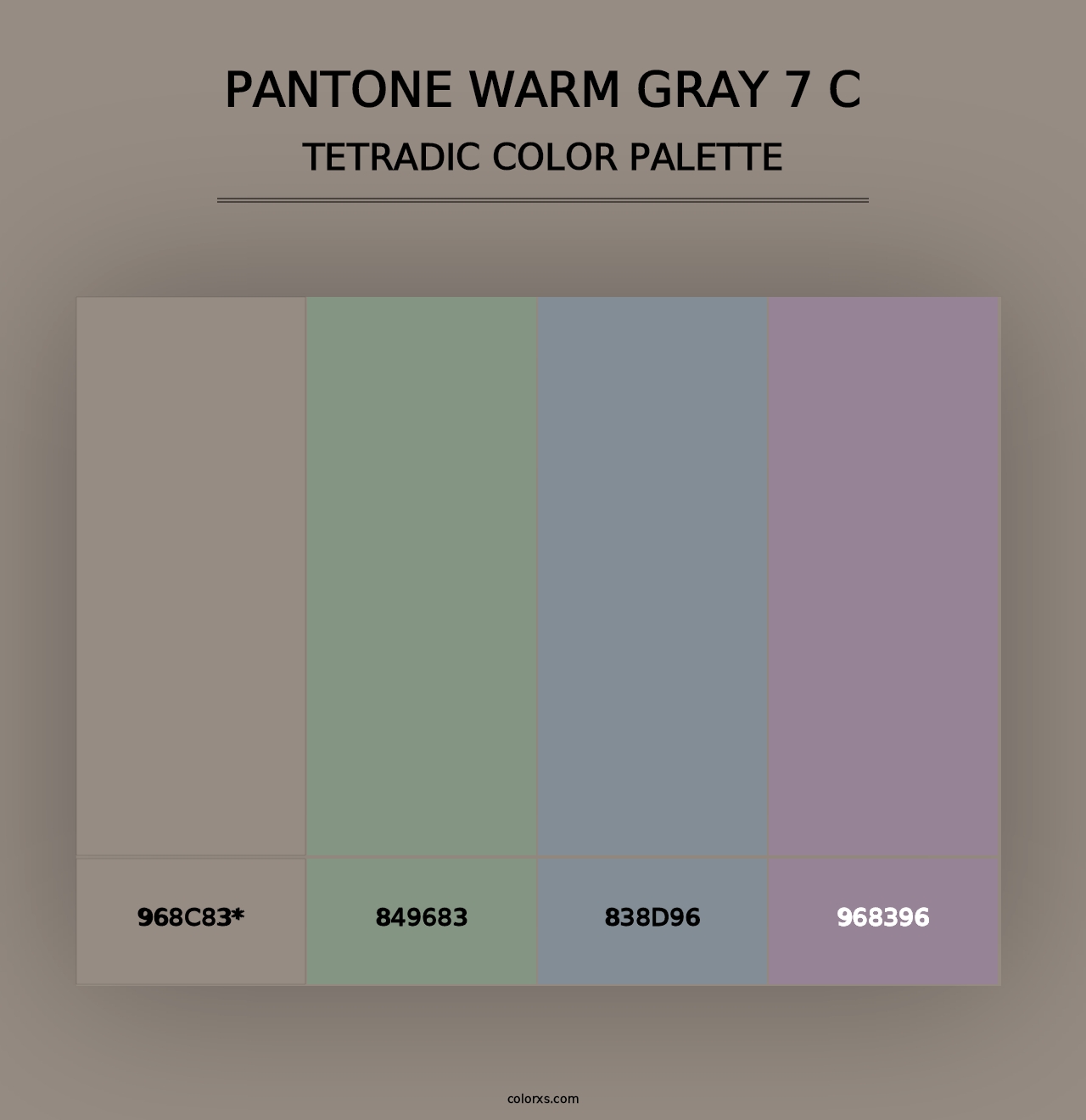 PANTONE Warm Gray 7 C - Tetradic Color Palette