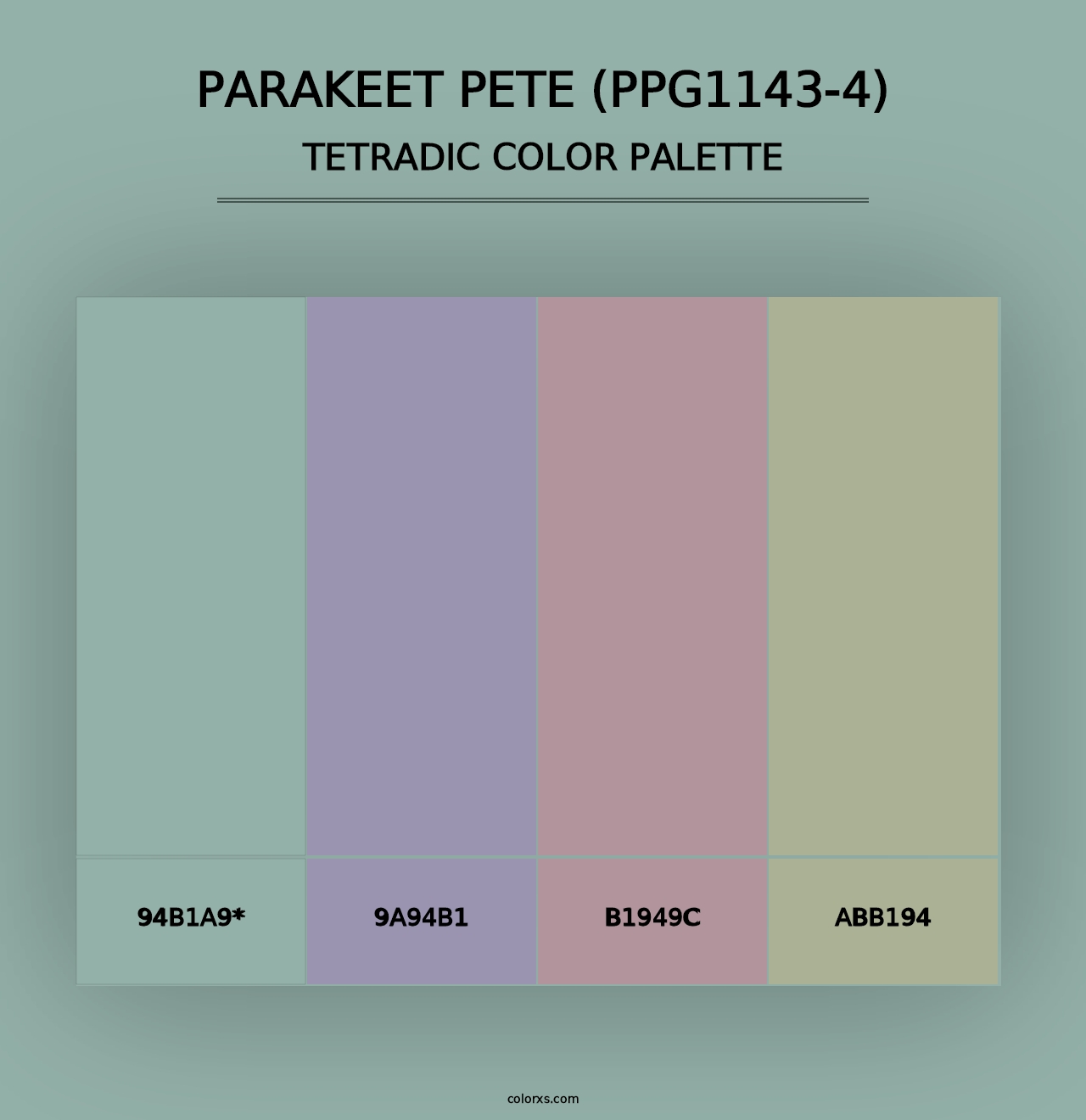 Parakeet Pete (PPG1143-4) - Tetradic Color Palette