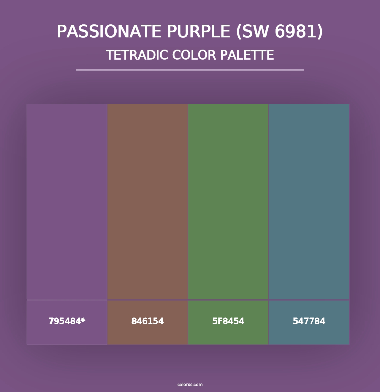 Passionate Purple (SW 6981) - Tetradic Color Palette