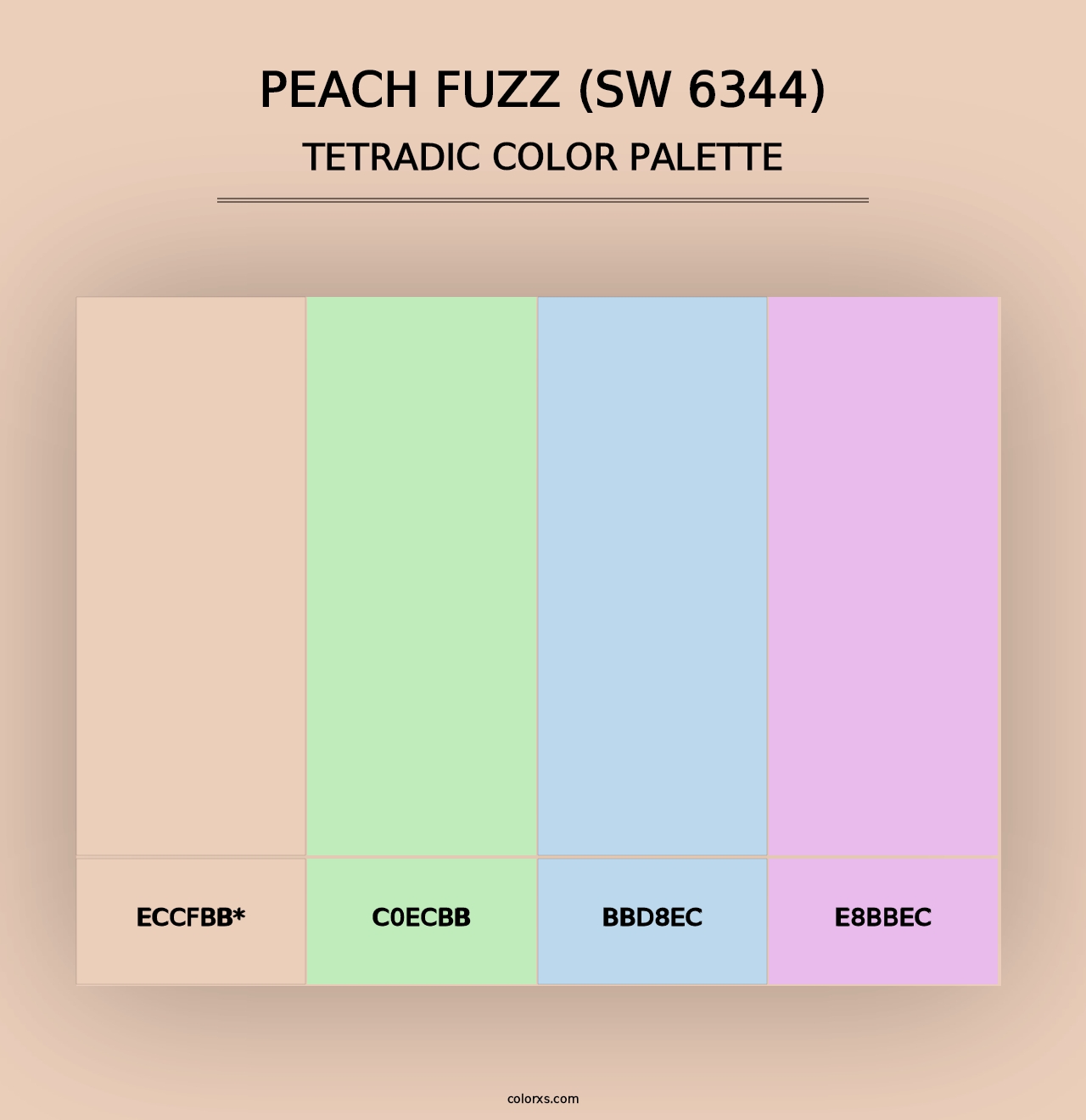 Peach Fuzz (SW 6344) - Tetradic Color Palette