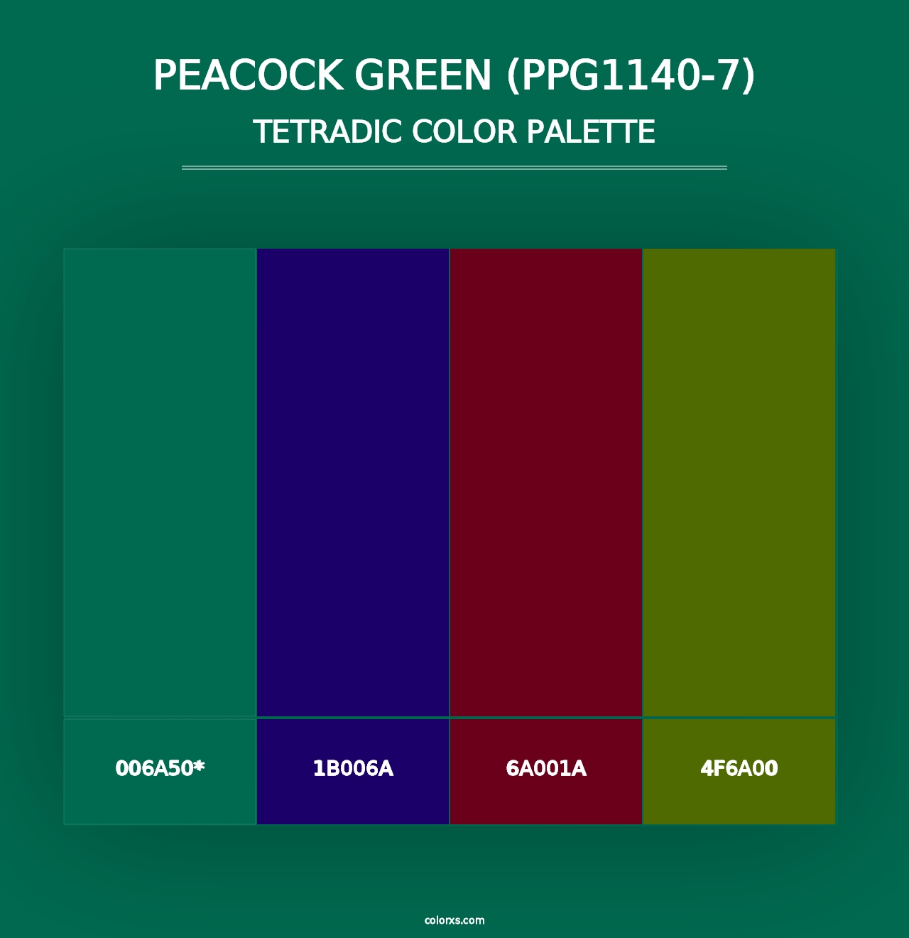 Peacock Green (PPG1140-7) - Tetradic Color Palette