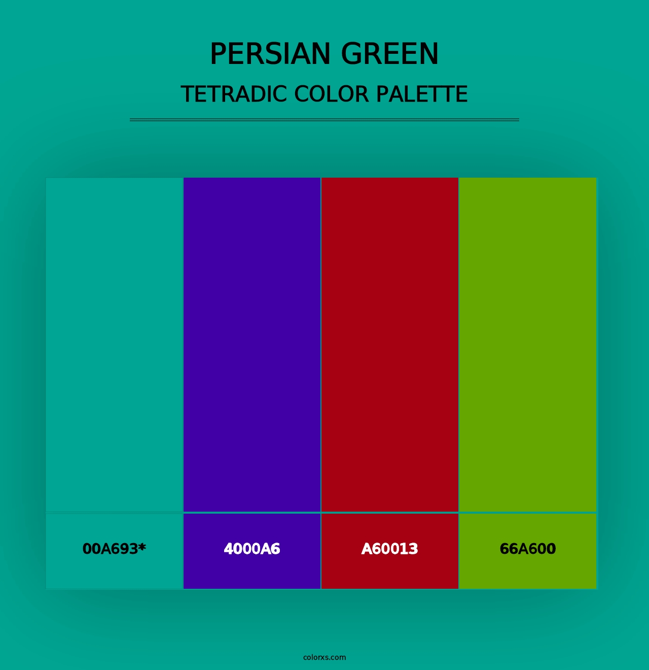 Persian Green - Tetradic Color Palette