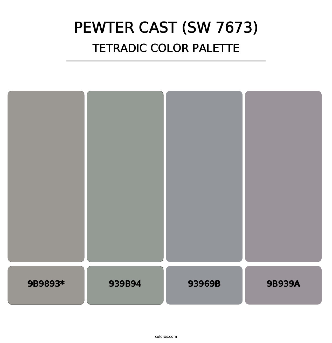 Pewter Cast (SW 7673) - Tetradic Color Palette