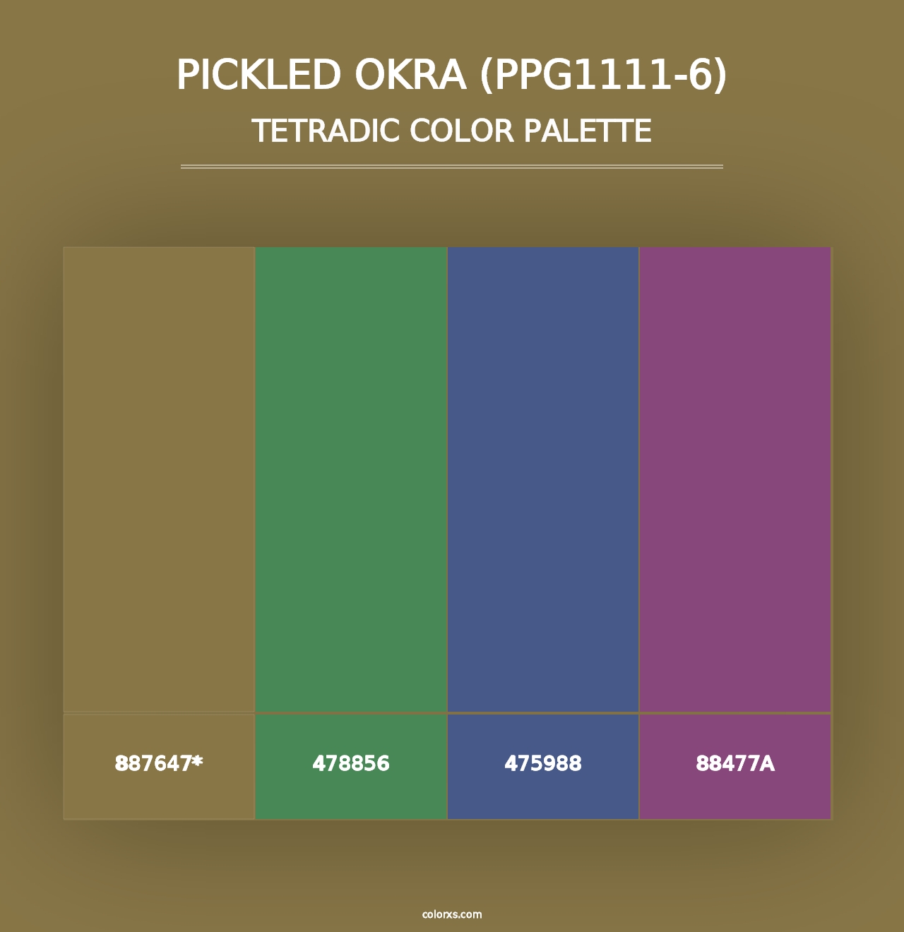 Pickled Okra (PPG1111-6) - Tetradic Color Palette